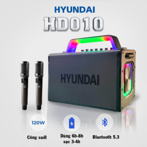 LOA KARAOXE XÁCH TAY HD010 CÔNG SUẤT 120W - KÈM 2 MICRO