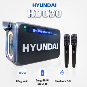 LOA XÁCH TAY KARAOKE HD030 CÔNG SUẤT 150W - KÈM 2 MICRO