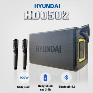 LOA KARAOXE XÁCH TAY HD0502 CÔNG SUẤT 100W - KÈM 2 MICRO