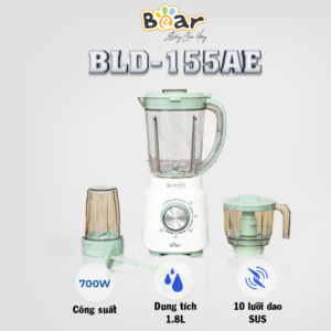 MÁY XAY SINH TỐ ĐA NĂNG 1.5L BEAR BLD-155AE - 3 CỐI, CÔNG SUẤT 700W