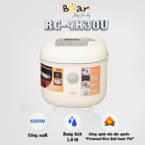 NỒI CƠM ĐIỆN TỬ BEAR 1 LÍT RC-4H30U, CÔNG SUẤT 600W