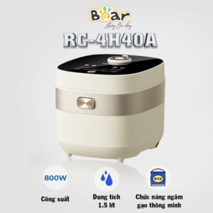 NỒI CƠM ĐIỆN TỬ BEAR 1.5 LÍT RC-4H40A, CÔNG SUẤT 800W