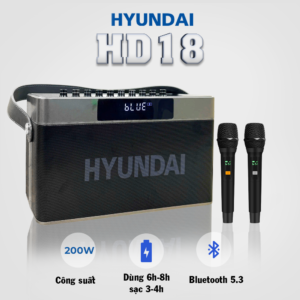 LOA KARAOXE XÁCH TAY HD18 CÔNG SUẤT 200W – KÈM 2 MICRO