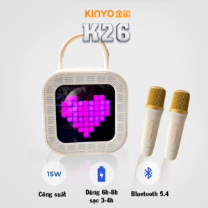 LOA KARAOXE XÁCH TAY KINYO K26, CÔNG SUẤT 5W – KÈM 2 MICRO